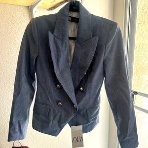 Zara baby blue blazer, cute buttons, brand new 🩵 High Quality, Office Attire